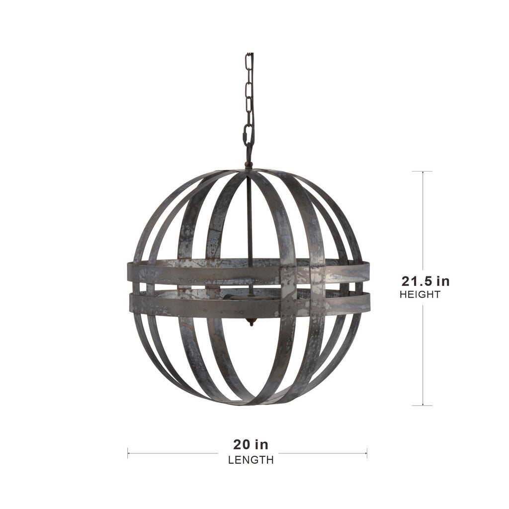 4 Light Galvanized Chandelier