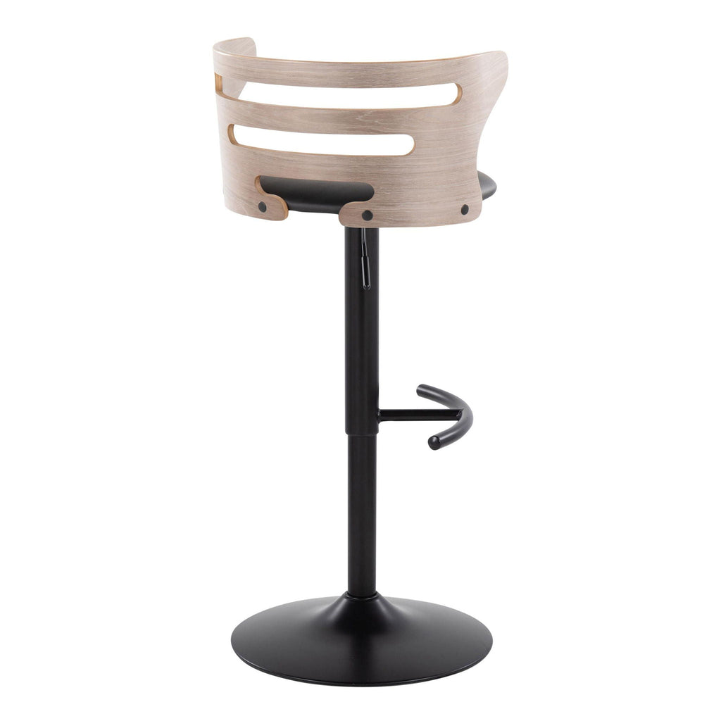 Mid-Century Modern Adjustable Barstool Set with Swivel and Rounded T Footrest - Beige or Black