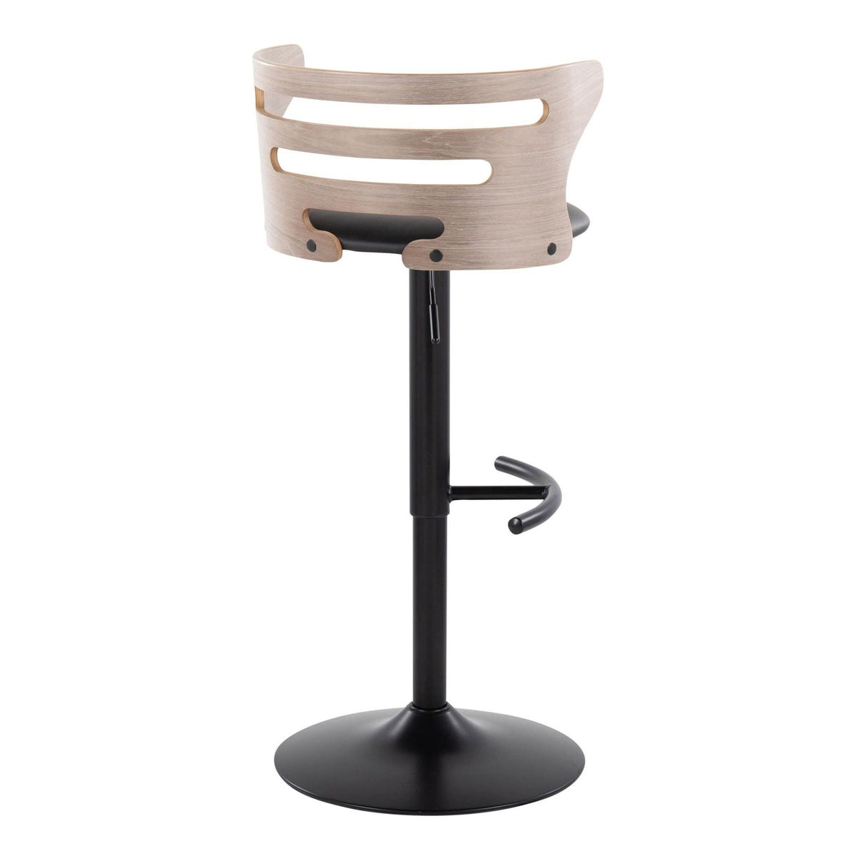Mid-Century Modern Adjustable Barstool Set with Swivel and Rounded T Footrest - Beige or Black