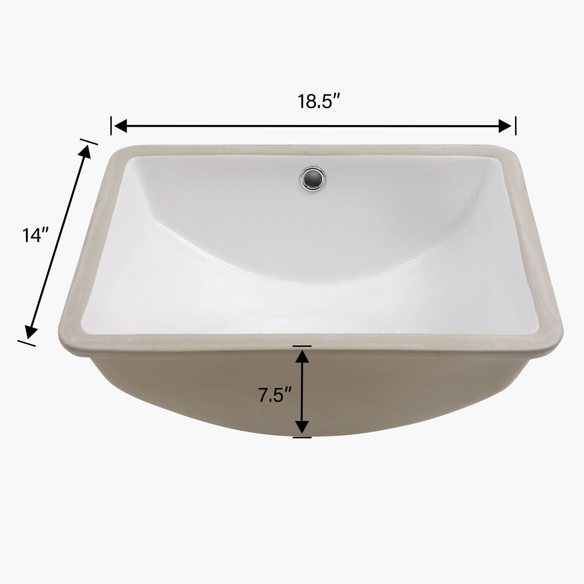 Modern Ceramic Undermount Bathroom Sink with Overflow - White or Black
