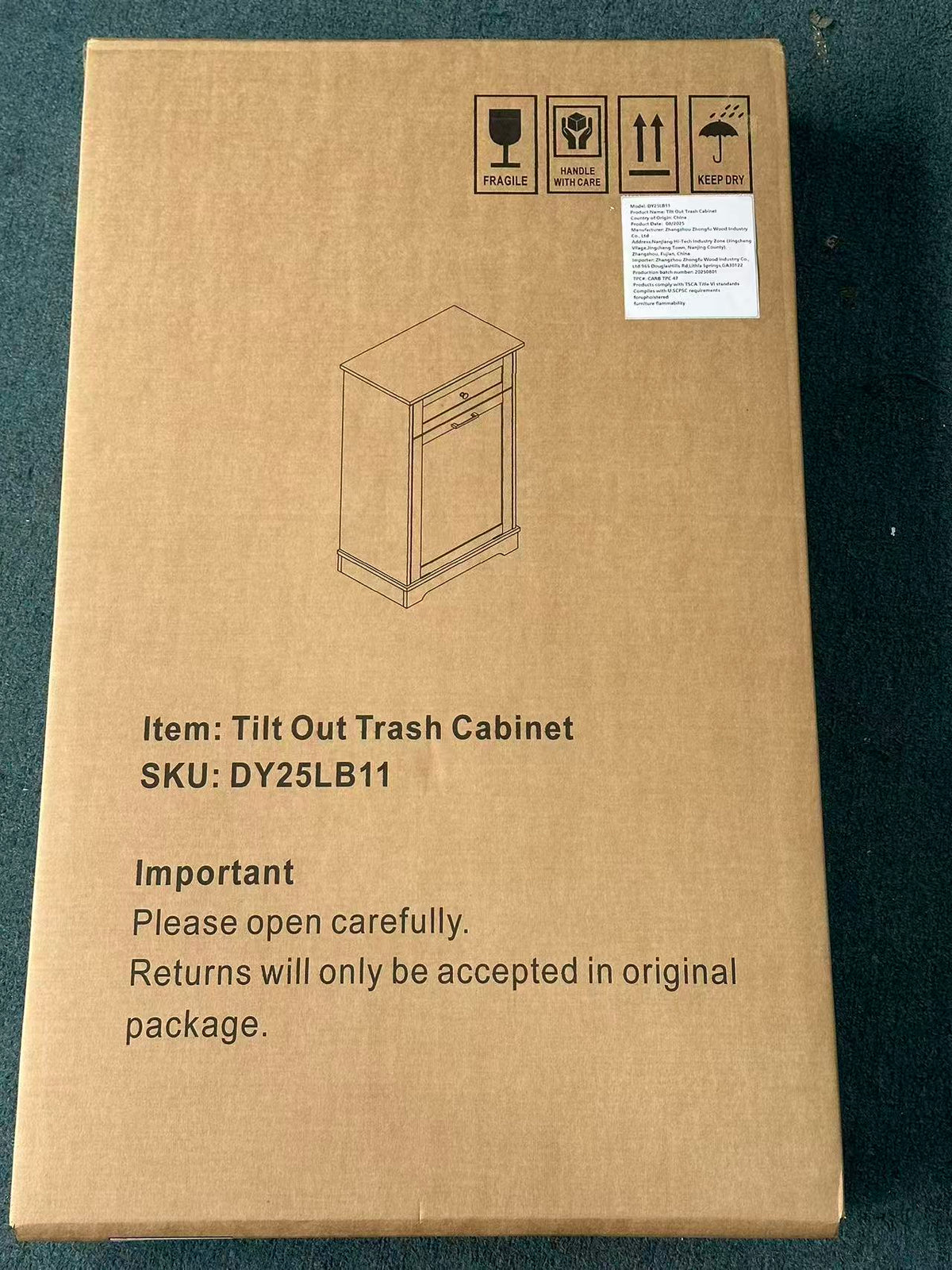 10 Gallon Tilt Out Trash Cabinet with Antique Style - Brown