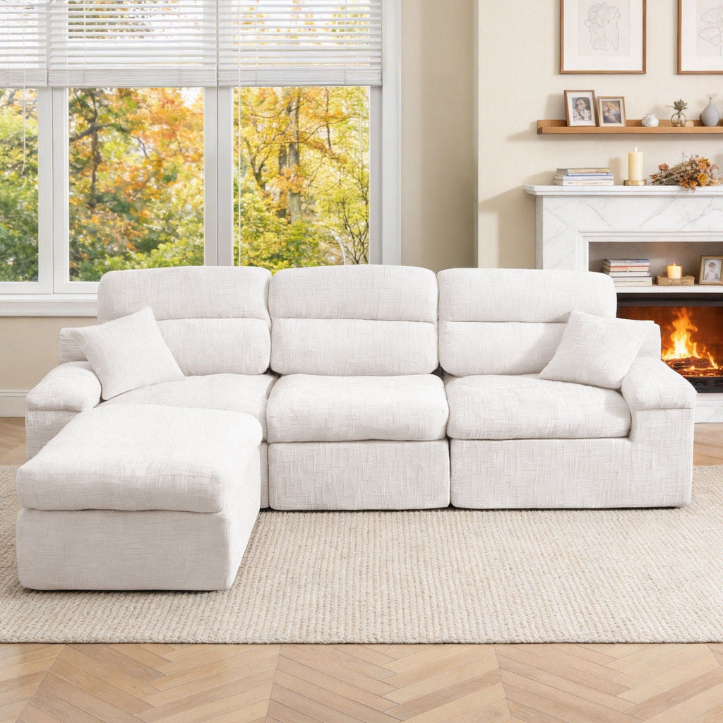 Corner Chaise Sofa with High Backrest - 2 Piece Living Room Set