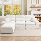 Corner Chaise Sofa with High Backrest - 2 Piece Living Room Set
