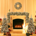 Pre-Lit Artificial Christmas Tree Set with LED Lights - 4-Piece PVC