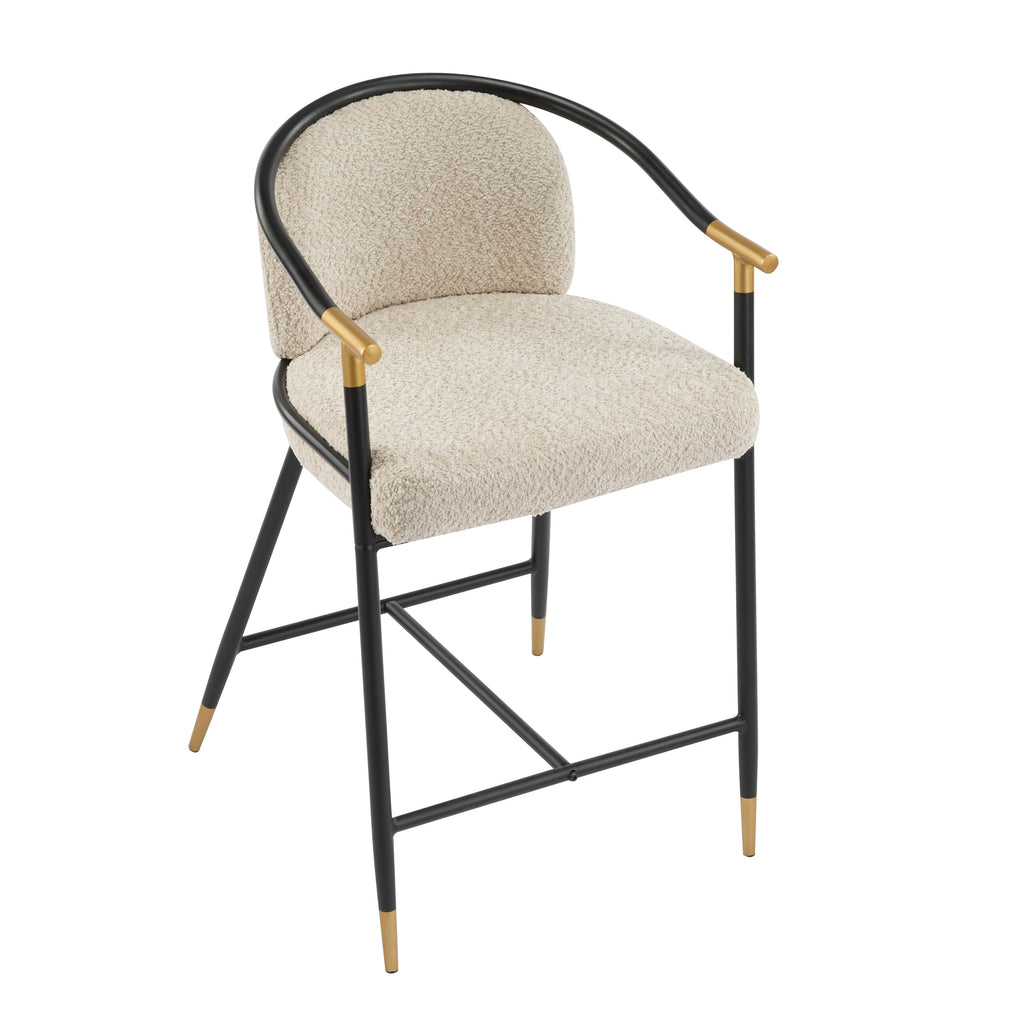 Upholstered Counter Stool with Metal Frame - 26" Seat Height, Set of 2 - Almond
