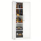 Steel Garage Storage Cabinet with Adjustable Shelves and Lock – Black or White
