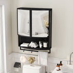 Arched Glass Double Door Wardrobe with Shatterproof Mirror - Black or White