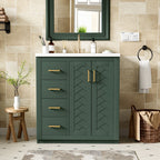 Ceramic Sink Vanity Combo with 3 Drawers and Soft Closing Doors - 30"