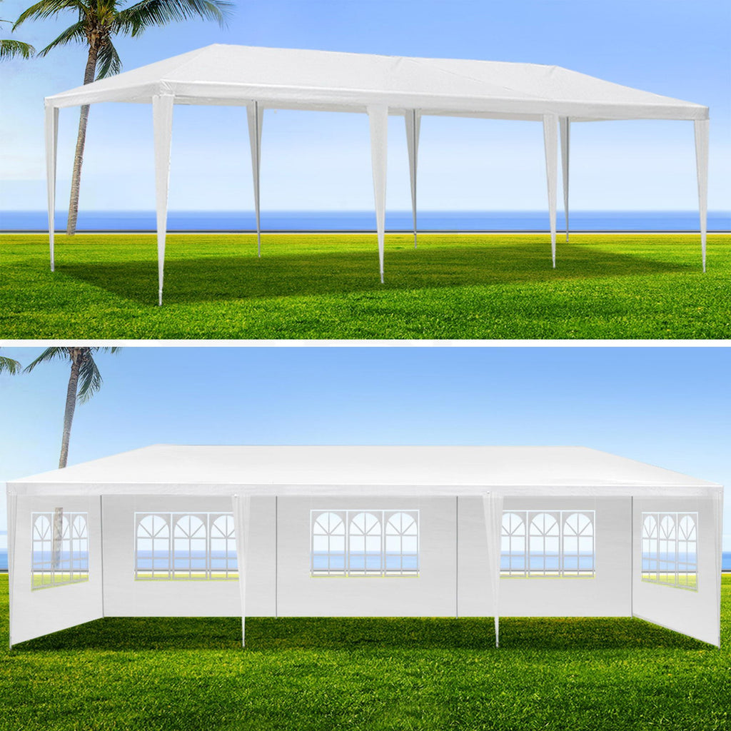 10x30' Outdoor Garden Gazebo Canopy with 8 Removable Sidewalls - White