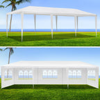 10x30' Outdoor Garden Gazebo Canopy with 8 Removable Sidewalls - White