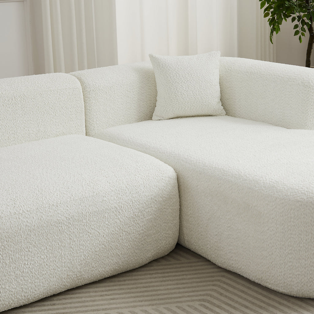 Modular Sectional Sofa with Curved Back - Beige