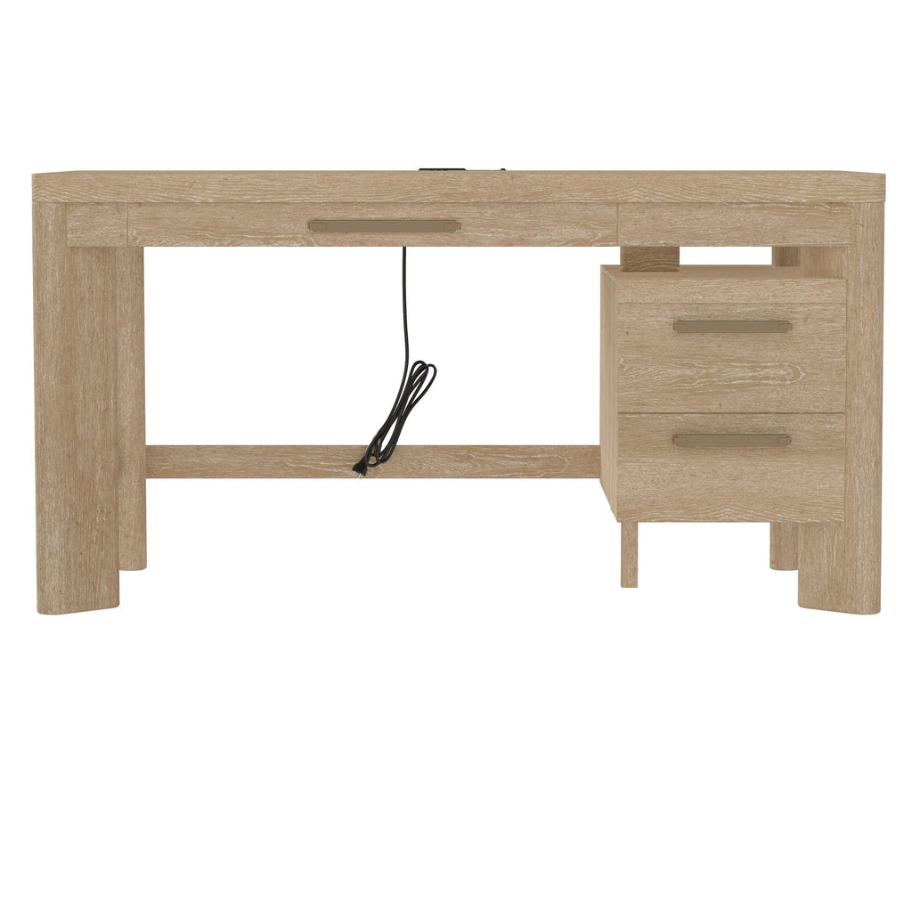 Tan Wood Writing Desk with Spacious Surface - 58 Inch