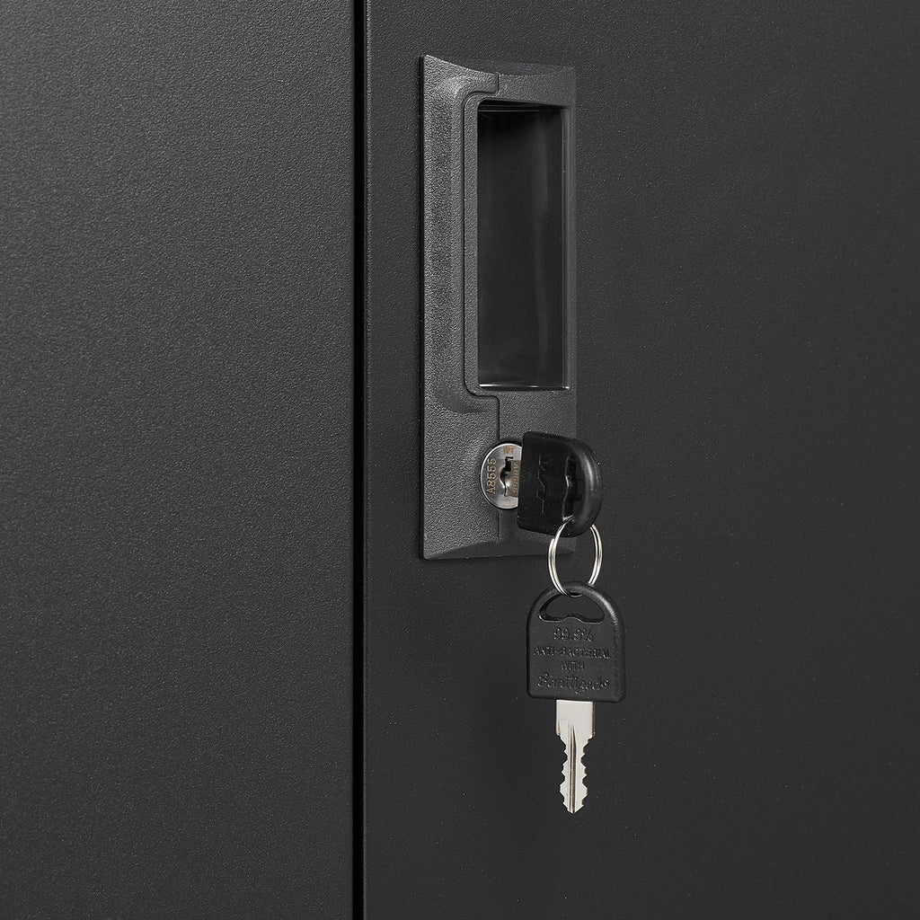 Metal Storage Cabinet With Locking Doors And Adjustable Shelf