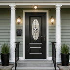 36"x80" Fiberglass Front Door with Durable Construction - Black