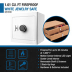 Durable Construction Jewelry Safe with Fireproof Protection - White or Black