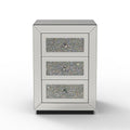 3 Drawer Nightstand with Glass Accents - Silver