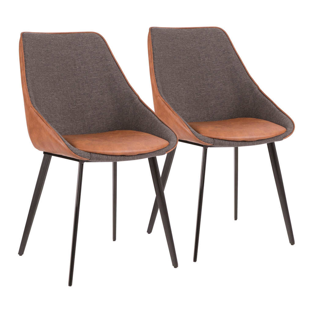 Contemporary Two Tone Chair Set with Cushioned Upholstery - Brown / Gray