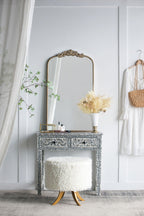 Baroque Inspired Arch Wall Mirror with Ornate Design - Gold or Black
