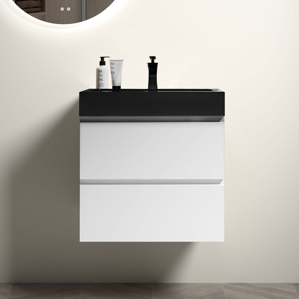 Modern Floating Bathroom Vanity with Large Storage - White or Black