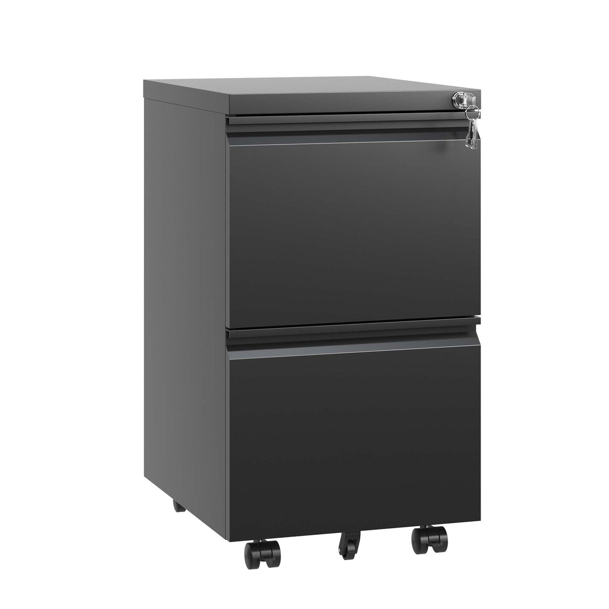 Metal Drawer Mobile File Cabinet with Lock for Secure Organization - White or Black
