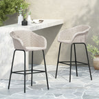 Ladd Outdoor Metal Wicker Barstool Set of 2