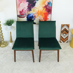 Monza Contemporary Dining Chair Set with Solid Wood Frame - Beige or Dark Green