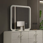 Beige Rectangular Mirror with Rounded Corners - Modern Minimalist