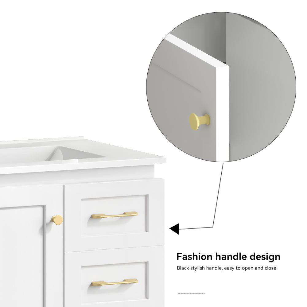 30" White Bathroom Vanity with Soft Close Doors and Ample Storage - White
