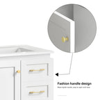 30" White Bathroom Vanity with Soft Close Doors and Ample Storage - White