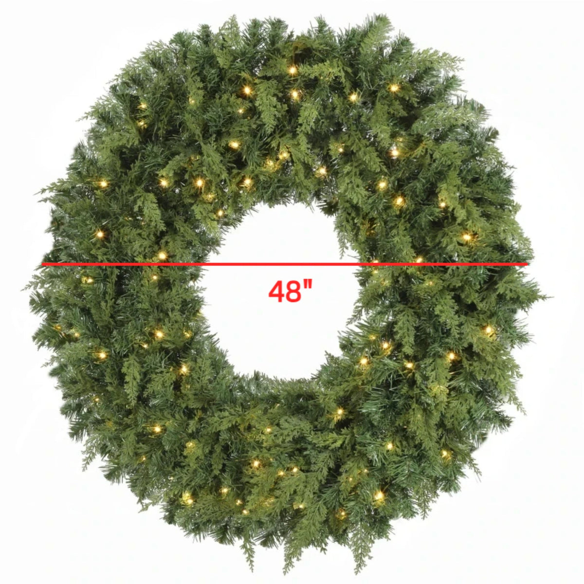 48-Inch Pre-Lit Crestwood Spruce Artificial Christmas Wreath with 8 Lighting Modes - Green