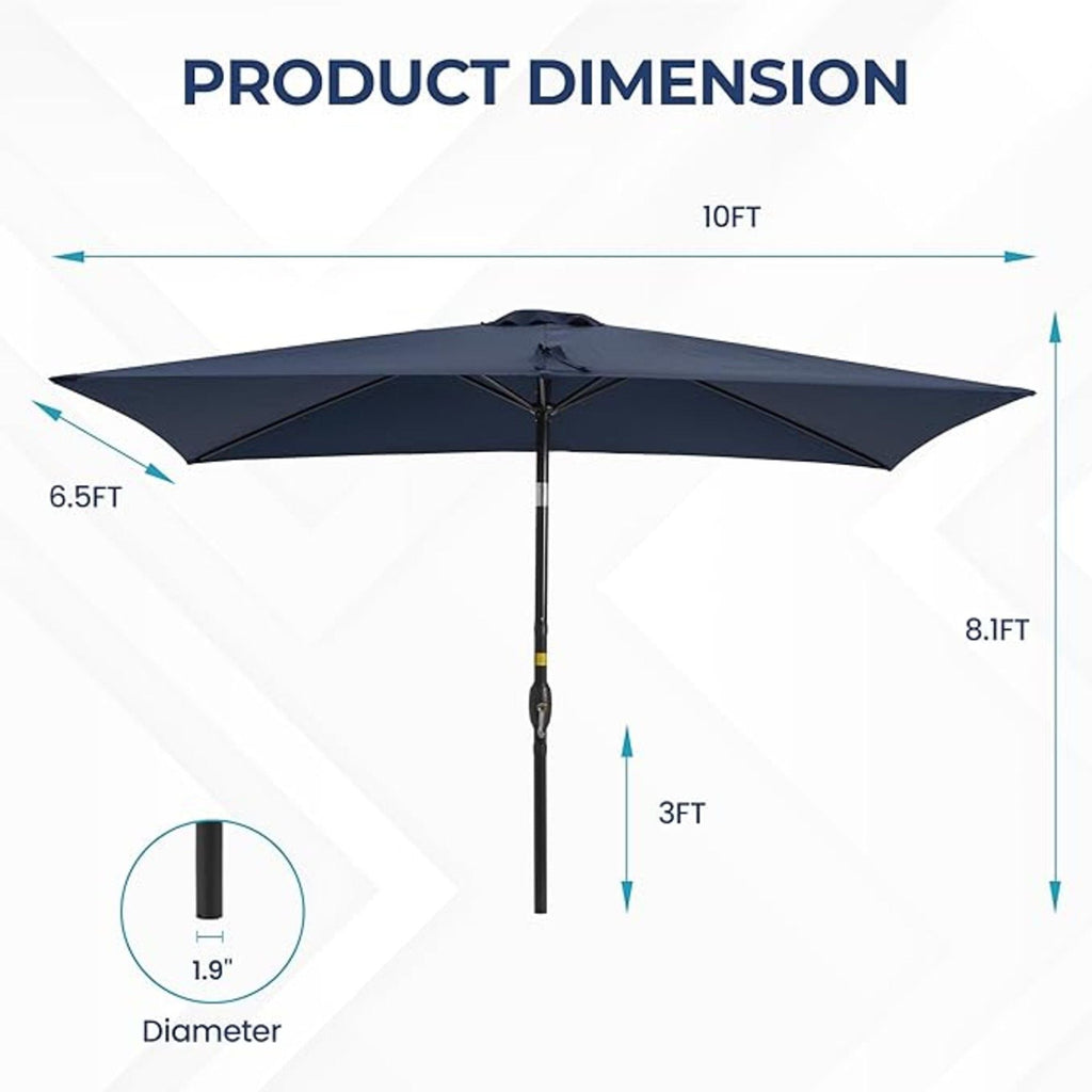Rectangular Patio Umbrella with Crank Tilt - UV-Resistant Canopy