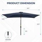 Rectangular Patio Umbrella with Crank Tilt - UV-Resistant Canopy