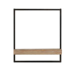 Black Brown Wall Shelf with Industrial Iron Frame and Fir Wood