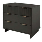 Solid Wood 3 Drawer Dresser with Ribbed Fronts - Multiple Colors