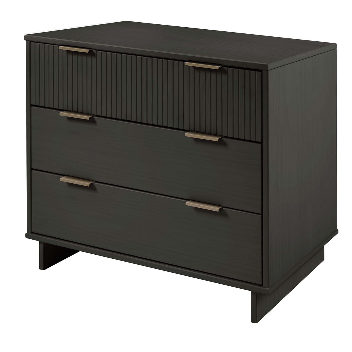 Solid Wood 3 Drawer Dresser with Ribbed Fronts - Multiple Colors