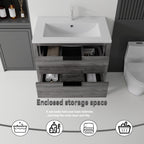 36 Inch Freestanding Bathroom Vanity with Ceramic Sink and Soft-Close Drawer - Grey