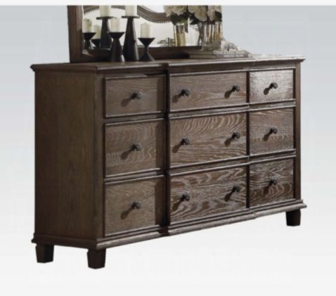 Baudouin Weathered Oak Dresser with 9 Spacious Drawers - Oak