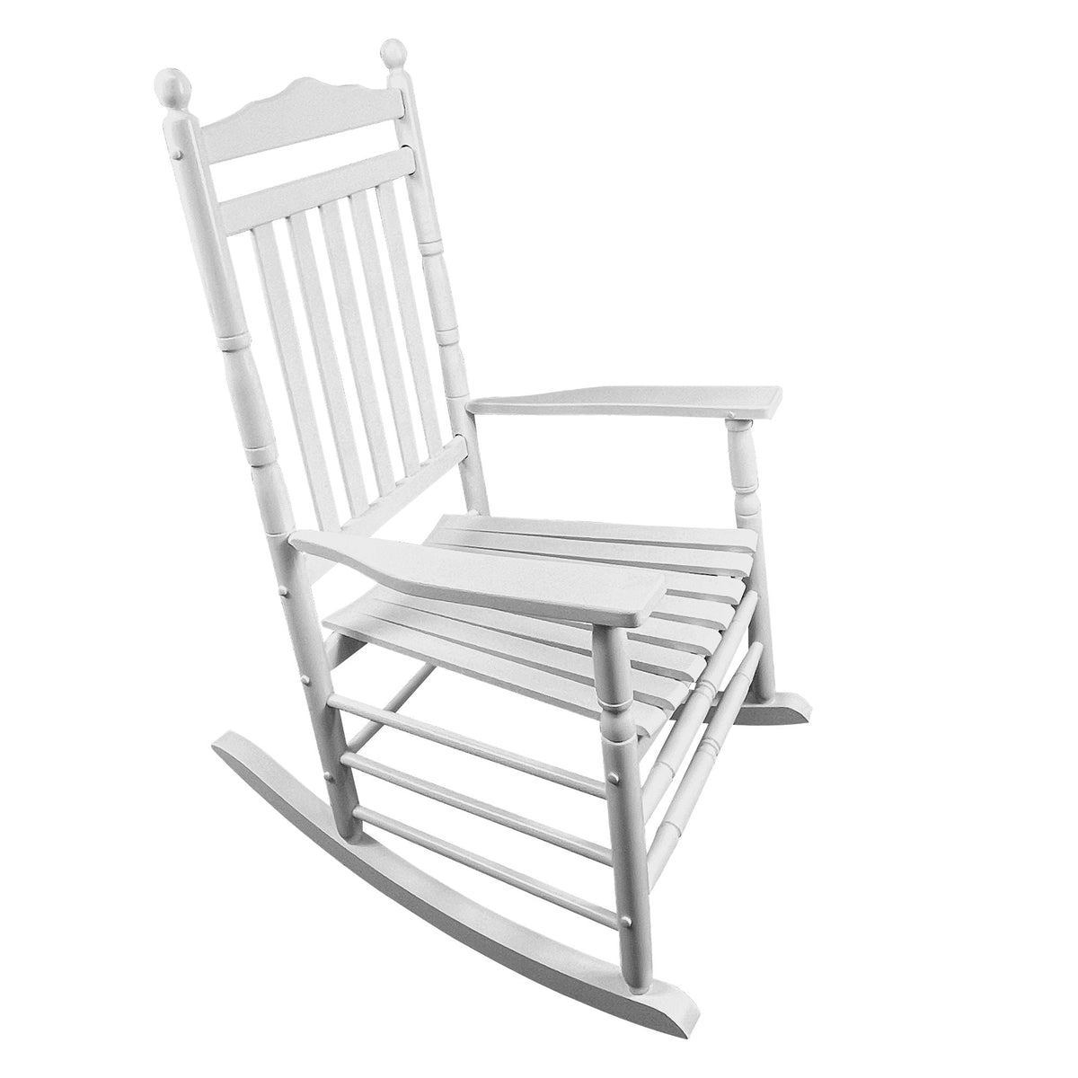 Balcony Porch Adult Rocking Chair with Solid Hardwood Frame - Available in Brown, Oak, or White