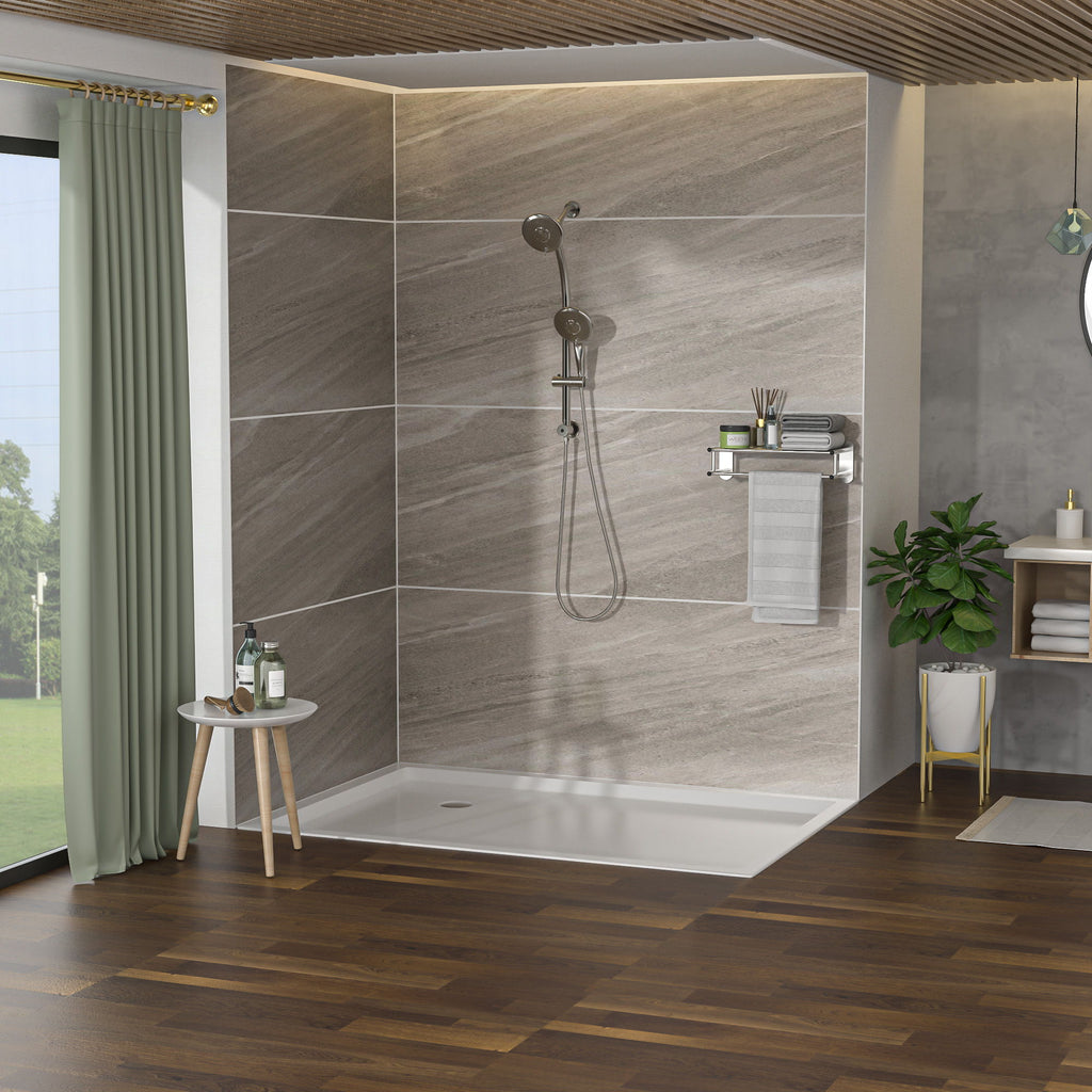 Dual Shower Head with Adjustable Slide Bar and Multi Function Settings - Pearl Silver or Gray