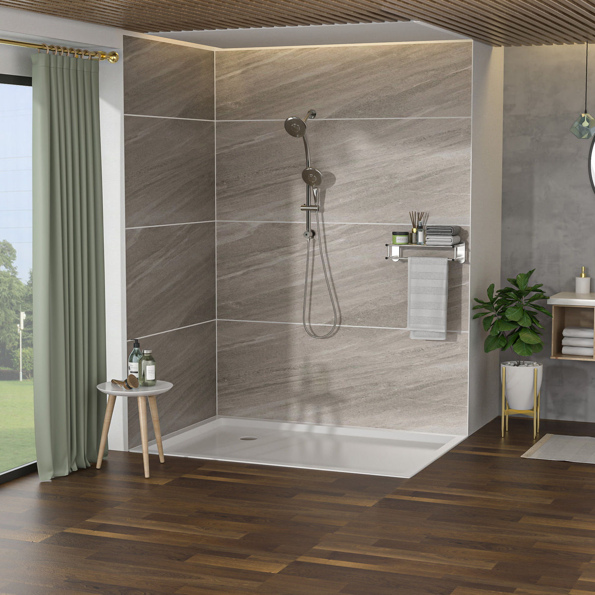Dual Shower Head with Adjustable Slide Bar and Multi Function Settings - Pearl Silver or Gray
