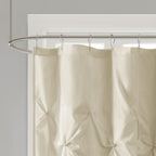 Tufted Semi-Sheer Shower Curtain with Textured Detail - Beige