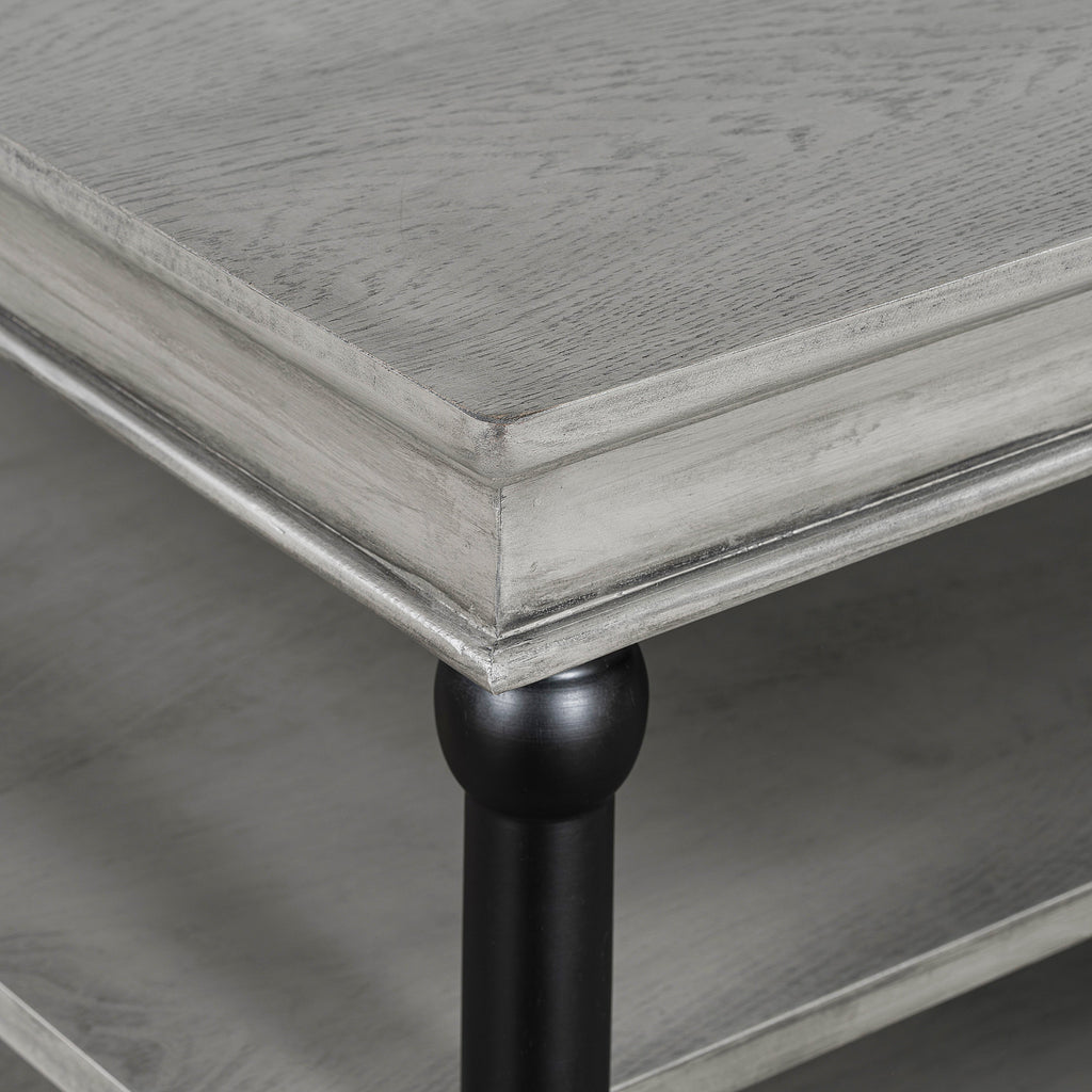 Wood Coffee Table with Storage Shelves - Black + Gray