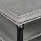 Wood Coffee Table with Storage Shelves - Black + Gray