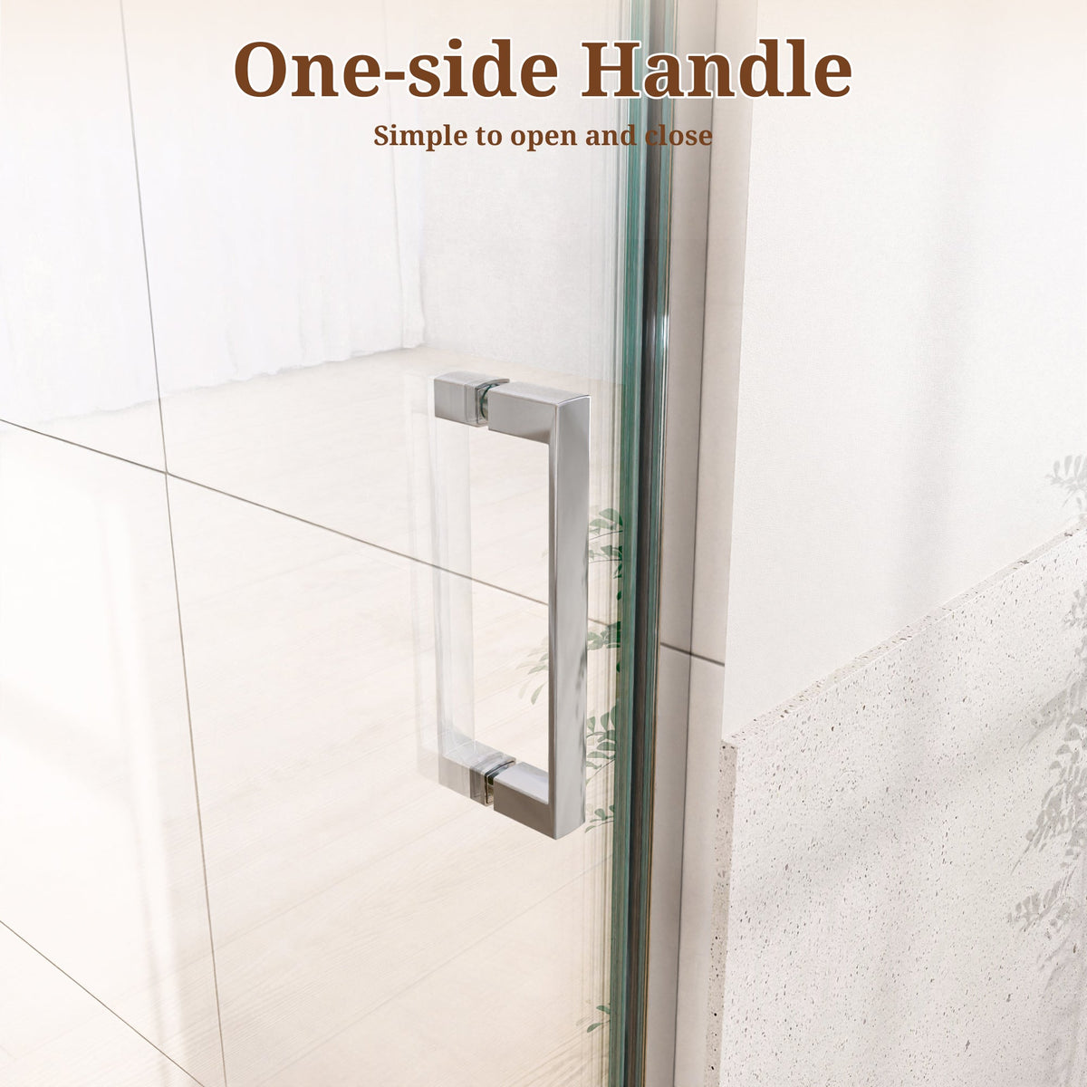 Semi-Frameless Pivot Shower Door with Magnetic Soft-Close - Chrome