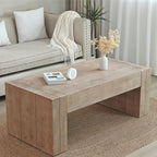 Minimalist Rectangular Center Table for Living Room with Wood Construction - Light Brown or Black
