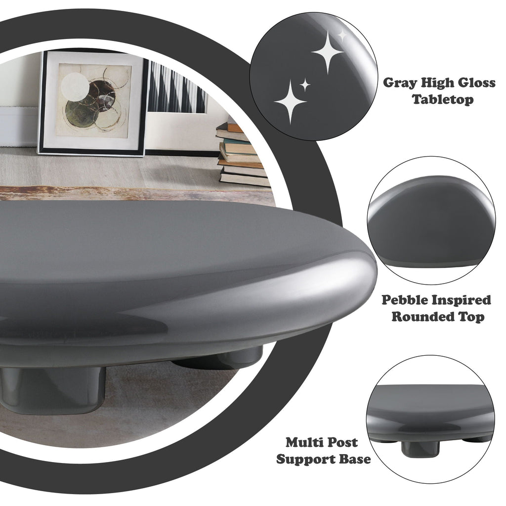 Gray Coffee Table with High Gloss Finish - Charlene
