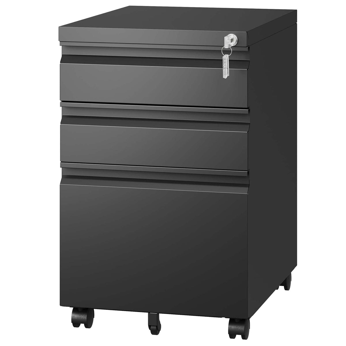 Metal Drawer Mobile File Cabinet with Lock for Secure Organization - White or Black