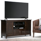 Solid Wood TV Media Stand with Ample Storage - Dark Brown