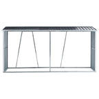 Galvanized Steel Firewood Rack with Roof - Gray