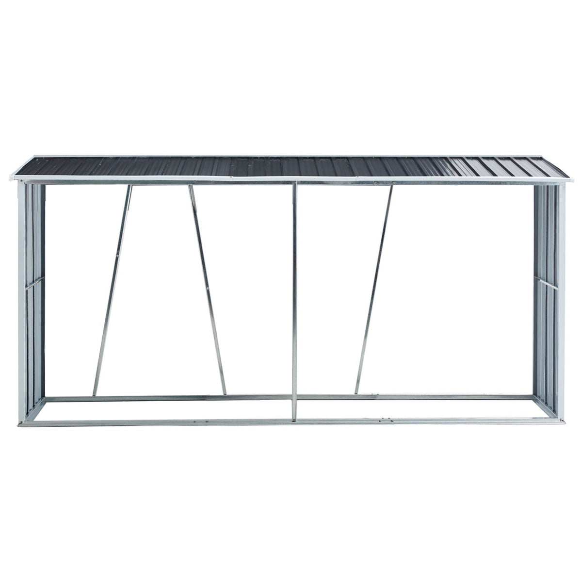 Galvanized Steel Firewood Rack with Roof - Gray